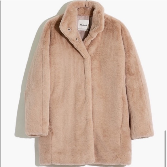 NWT Madewell Faux Fur Coat in Bisque - Picture 2 of 11